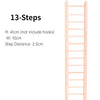 A light wooden climbing ladder with 13 steps and a 2.5cm distance between steps.