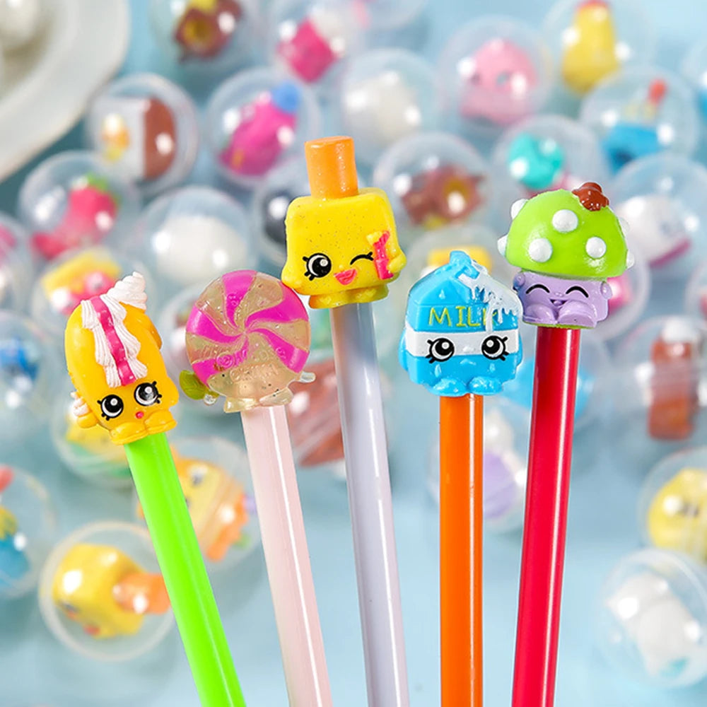 Colorful surprise capsule egg toys featuring mixed animal and cartoon figures for party favors