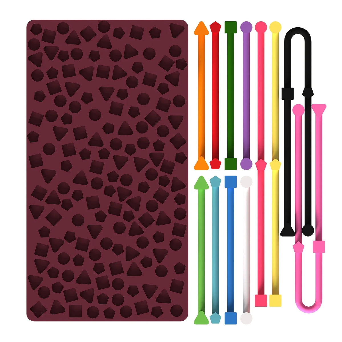 Silicone Sensory Activity Board with Geometric Shape Strips and Storage Bag