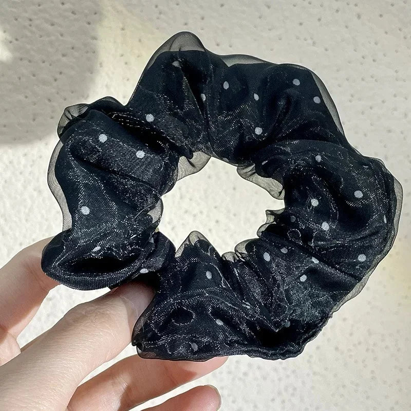 Polka Dot Mesh Scrunchie Hair Ties