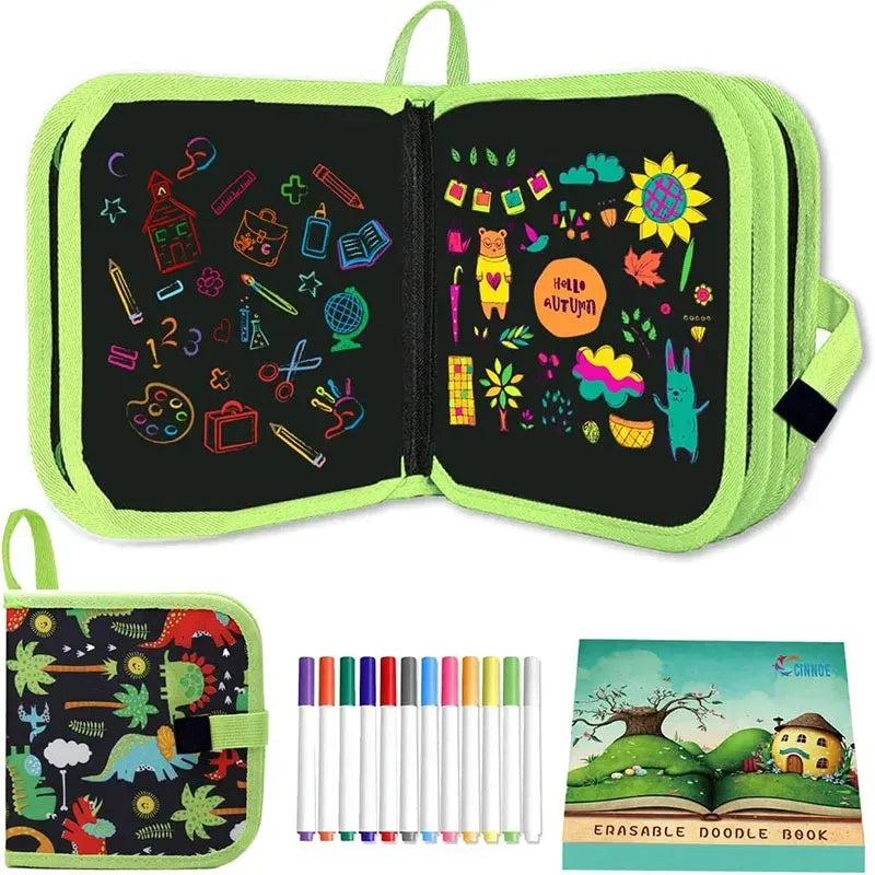 Reusable Erasable Doodle Book for Kids with 12 Watercolor Pens
