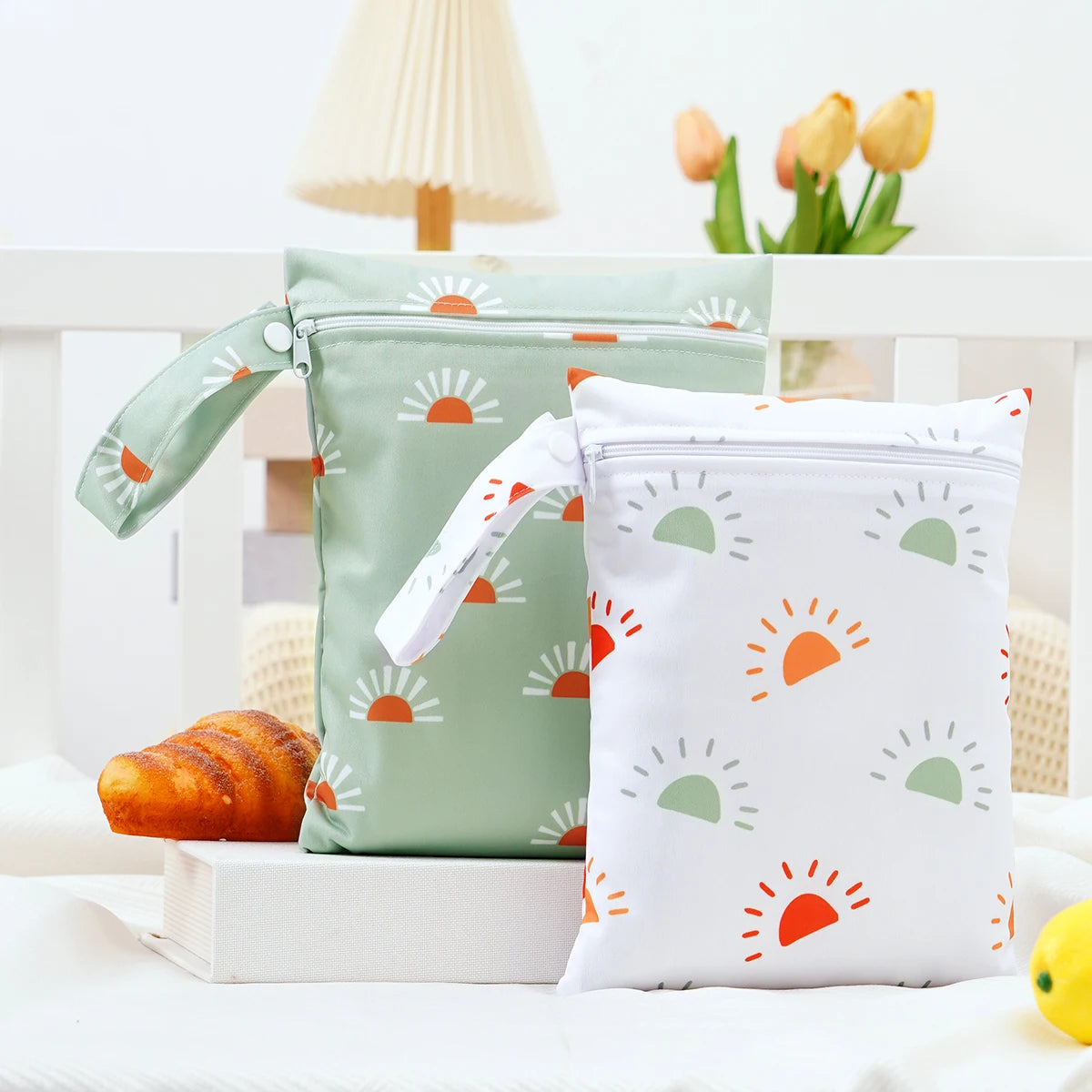 2-Pack Waterproof Wet/Dry Bags for Diapers & Baby Essentials