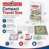 A box of Monopoly Compact Travel Size game showing the board and components.