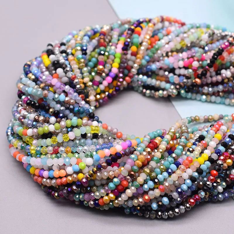 Mixed-Color Rondelle Glass Beads for Jewelry Making
