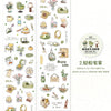 A set of decorative masking tape featuring various coffee and bakery themed illustrations.