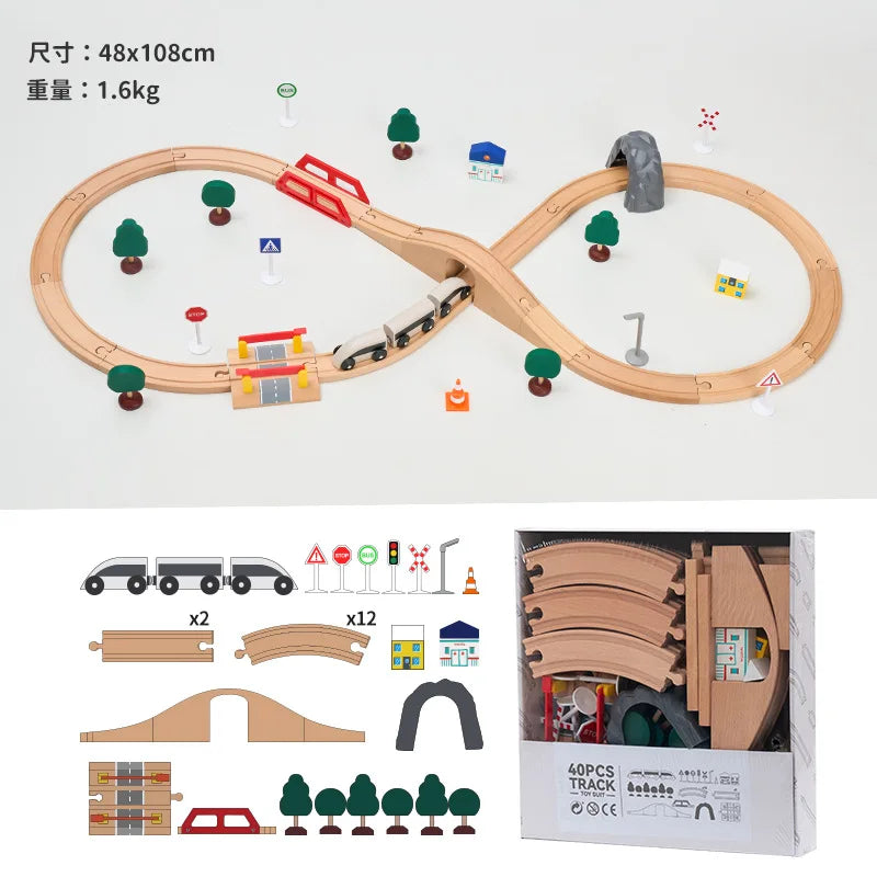 Wooden Train Track Expansion Set – Compatible with All Major Brands