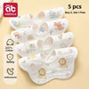 5-Pack Soft Cotton Muslin Bandana Bibs for Teething Babies