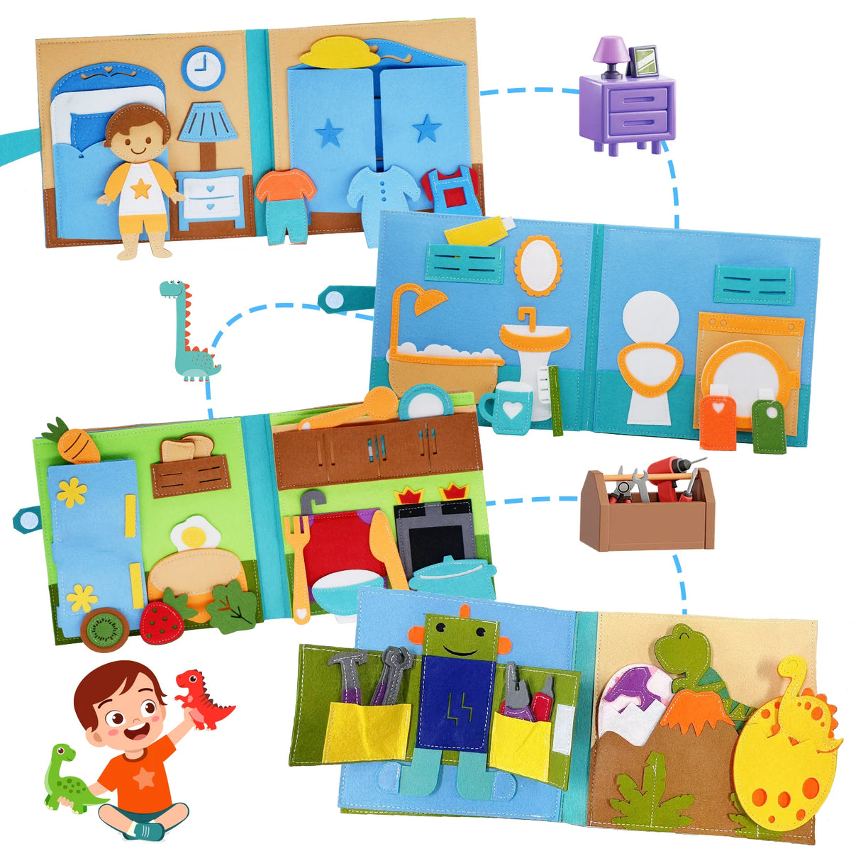 Montessori Busy Book for Toddlers – Quiet Activity Book with Life Skills & Pretend Play