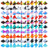 A collection of ten Halloween skull and pumpkin fidget toys in various colors and shapes.