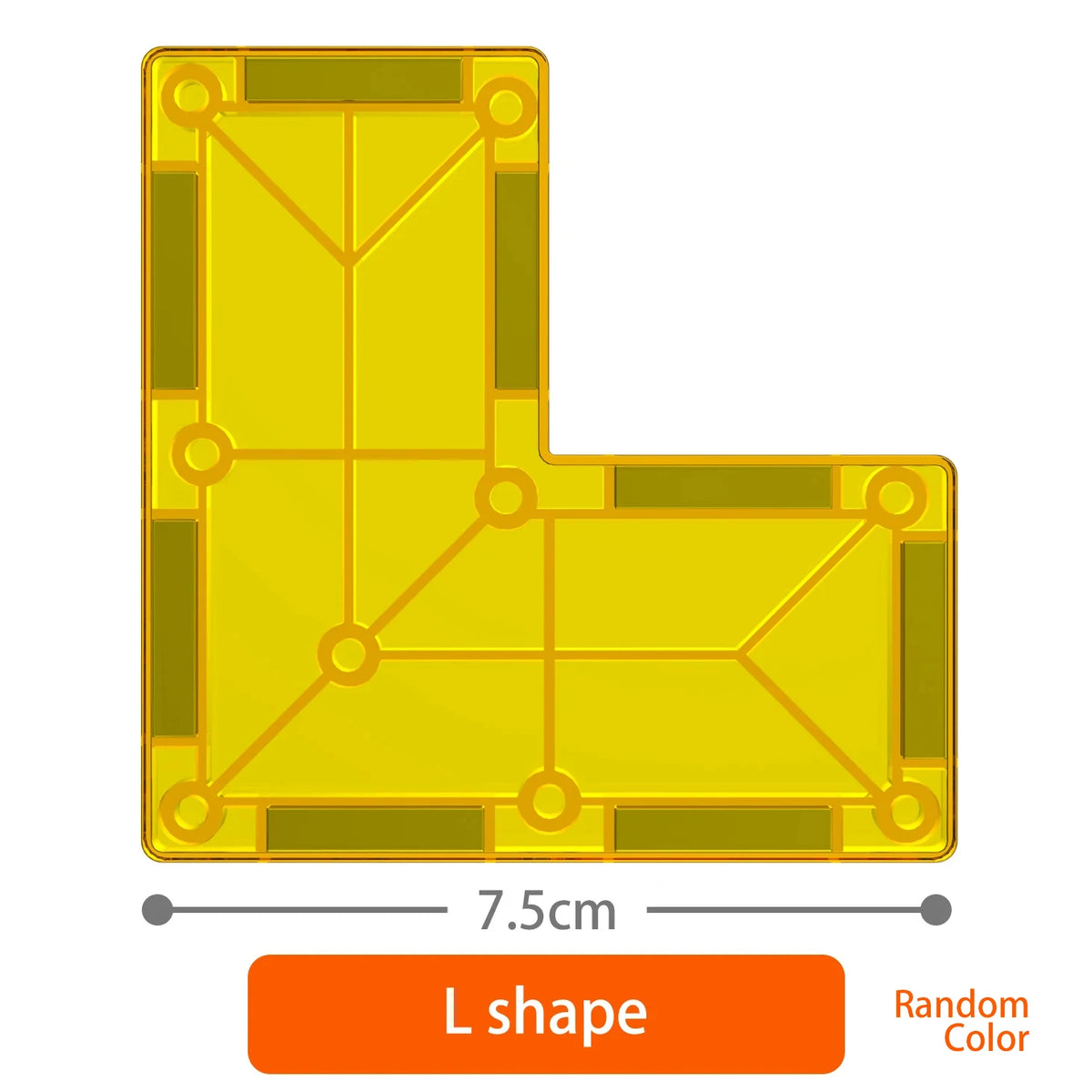 A yellow L-shaped magnetic building block set for STEM learning.