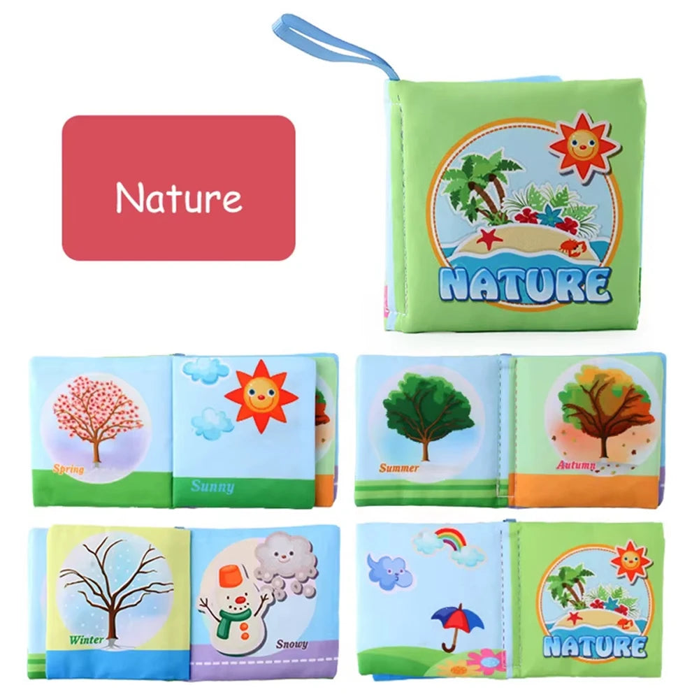 Soft Sensory Cloth Books for Babies with Teething Rings