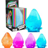 A collection of bright blue and pink squishy toys shaped like raindrops for stress relief