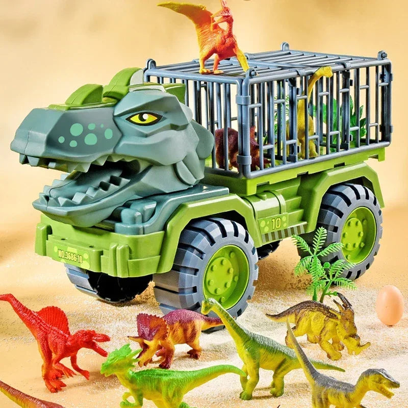 Dinosaur Transport Truck Carrier Playset with Tyrannosaurus Rex