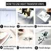 A six-step guide showing how to use heat transfer vinyl for a mirror design process.