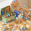 Kids Wooden Construction Tool Set with Electric Drill - 126 Pieces