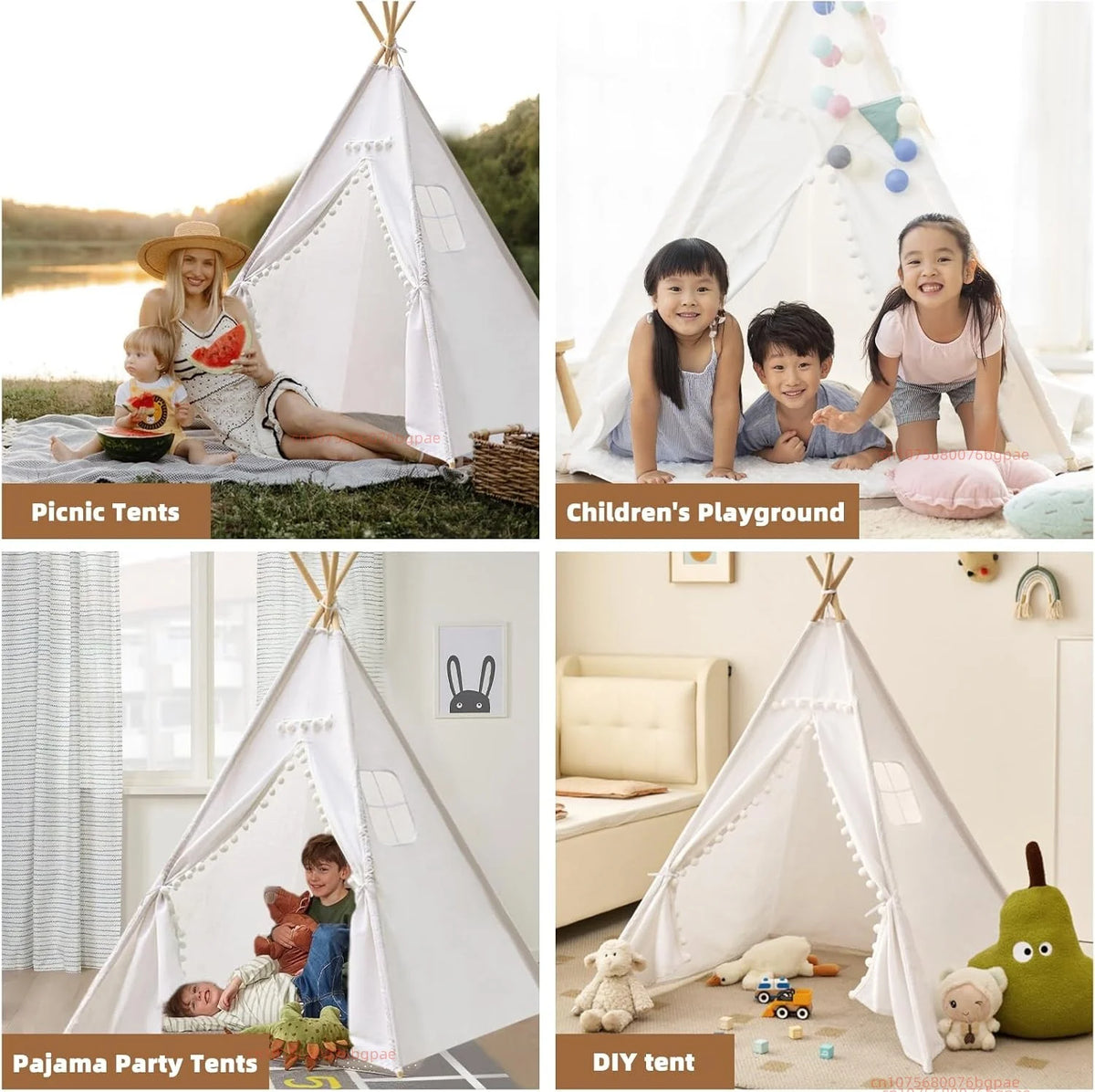 Kids' Foldable Teepee Play Tent with Curtains