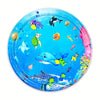 A circular blue water play mat for babies featuring various sea creatures and learning activities.