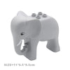 A white elephant-shaped building block toy with a trunk and large ears.