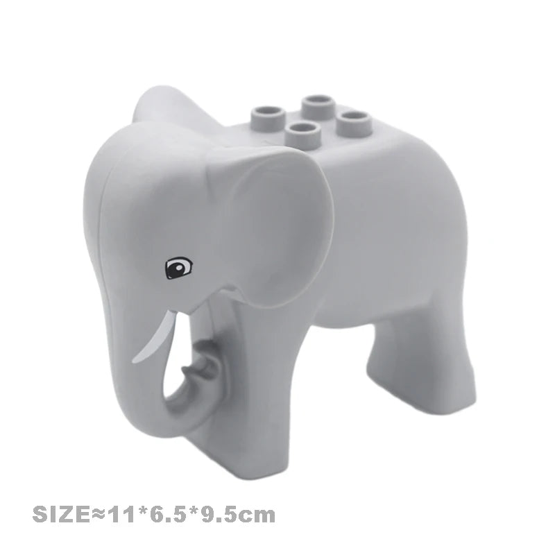 A white elephant-shaped building block toy with a trunk and large ears.