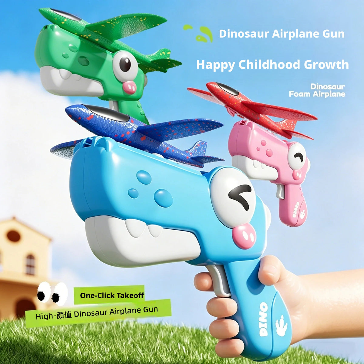 Dinosaur Foam Airplane Launcher Toy