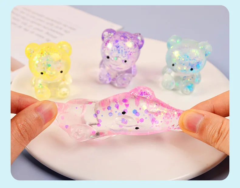 Glitter Gummy Bear Stress Relief Squishy Toy