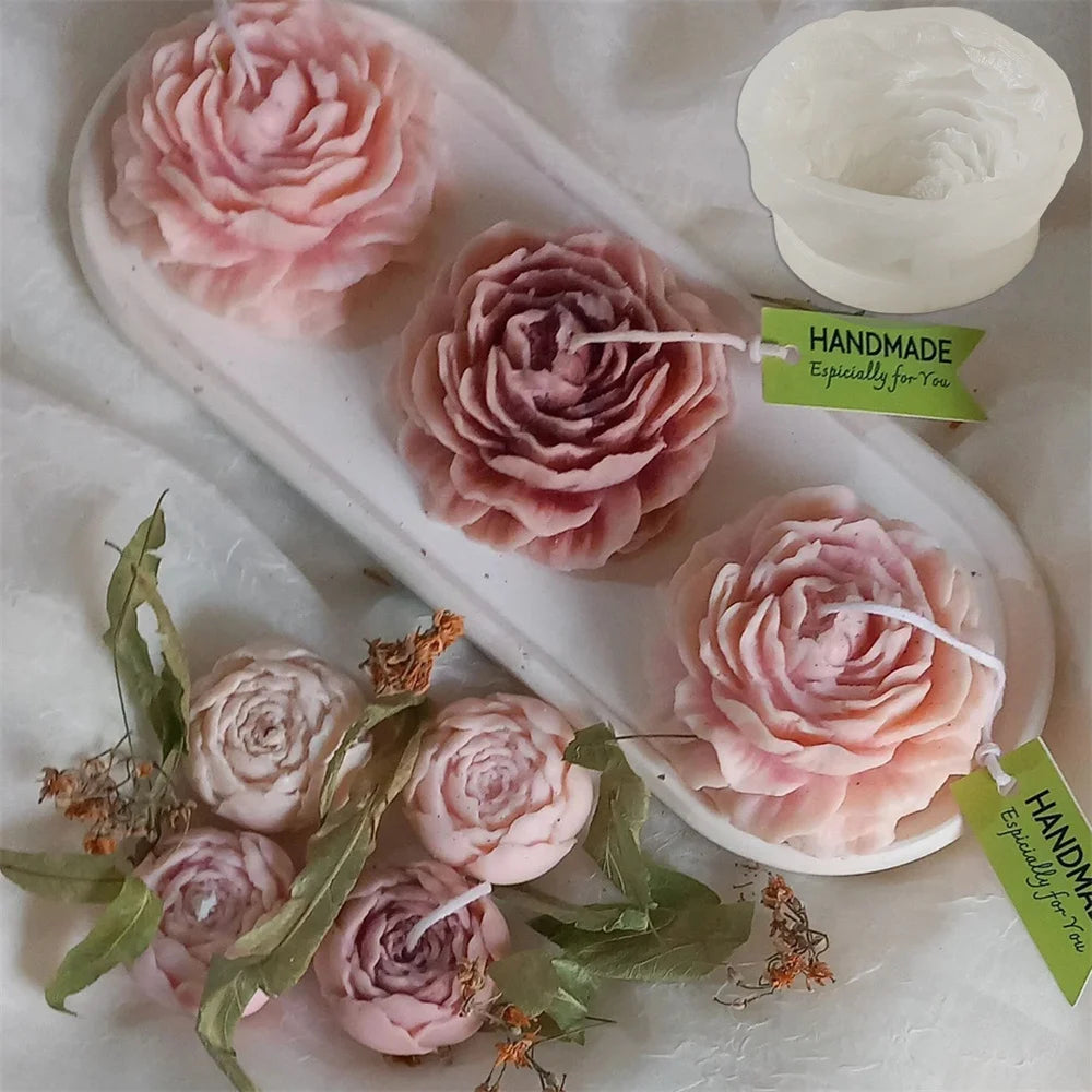 3D Peony Flower Silicone Mold for Candle, Resin & Soap Making