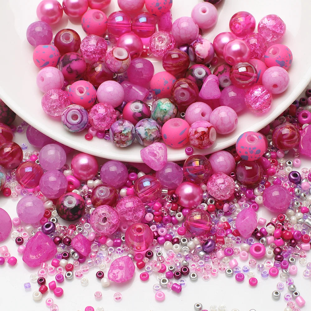 Crystal Glass Seed Beads for Jewelry Making – 45g Mixed Colors & Shapes
