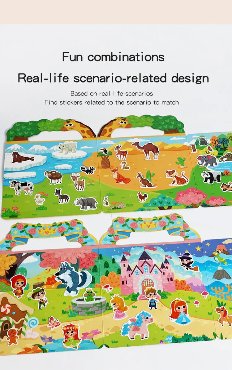 Reusable Sticker Book for Kids – Mess-Free Pretend Play & Learning Themes