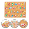 A wooden puzzle set of the Arabic alphabet letters for early learning