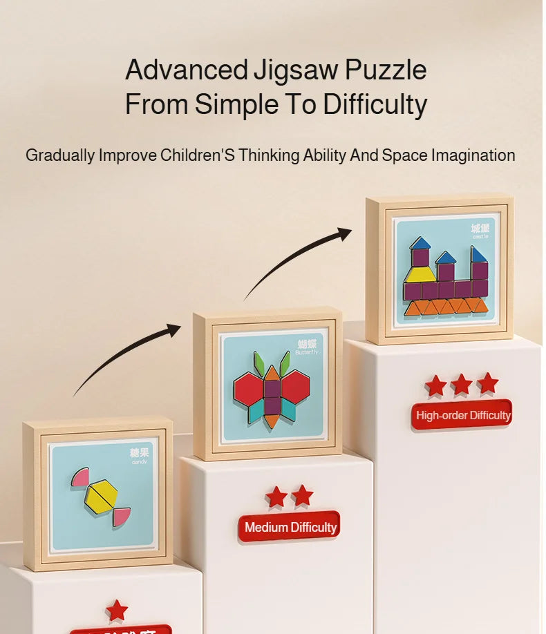 128-Piece Magnetic Tangram Puzzle Set for Kids