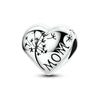 Silver-Plated Heart Charm Bead with Cubic Zirconia for Bracelets and DIY Jewelry