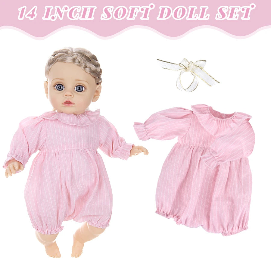 14-Inch Silicone Reborn Baby Doll with Interchangeable Outfits