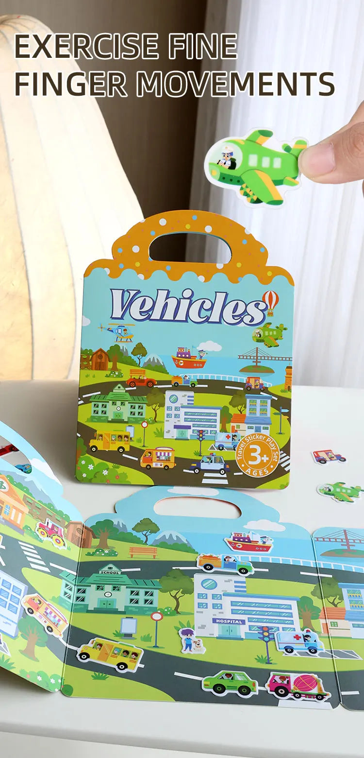 Reusable Sticker Book for Kids with Multi-Scene Bubble Jelly Stickers