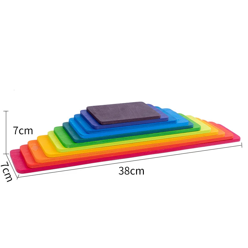 Wooden Rainbow Stacking Blocks for Toddlers & Kids
