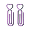 A pair of purple heart-shaped canvas clips for diamond painting and cross stitch.