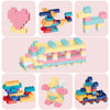 A collection of colorful educational stacking blocks, including various shapes and a train set.