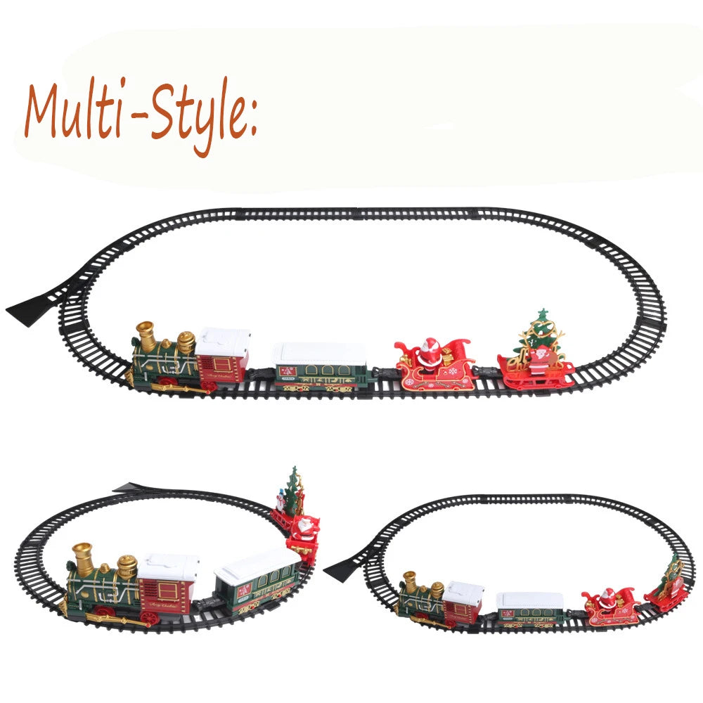 Multi-Style musical Christmas train set featuring Santa and a snowman figures