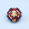 A magnetic spinning top featuring red, blue, and silver components with a gold emblem.