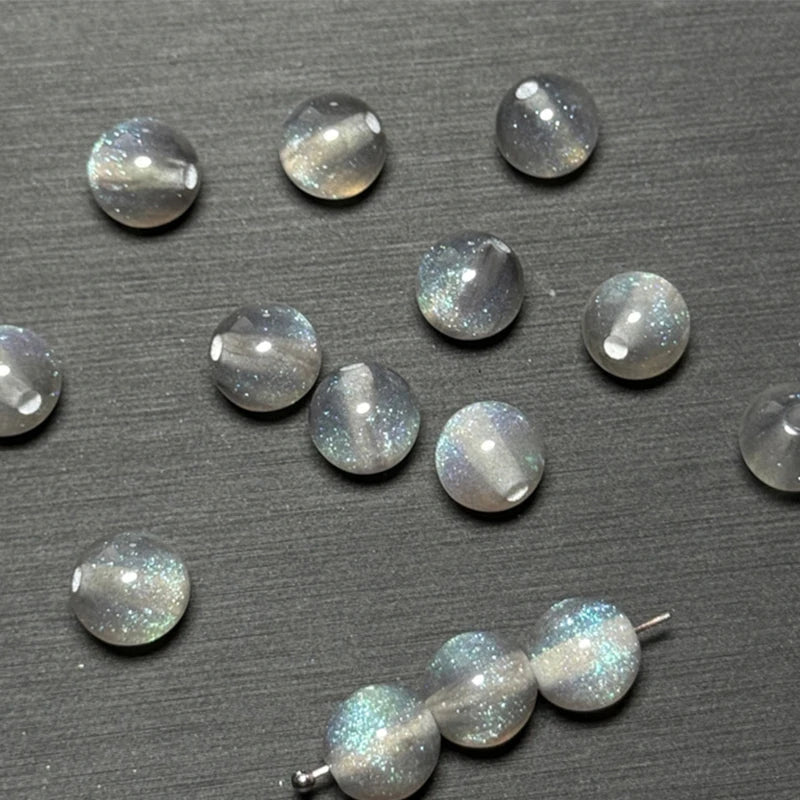 Fine Flashing Resin Beads, Round Loose Beads for Jewelry Making