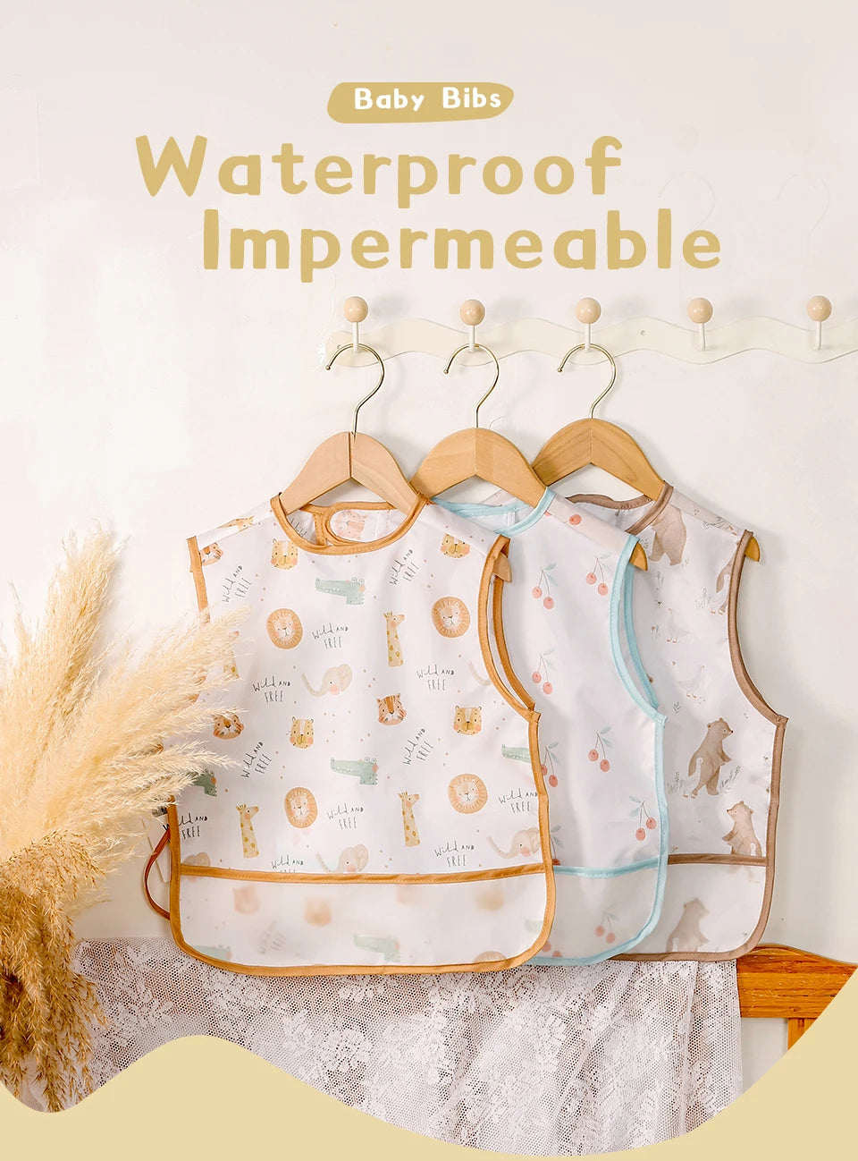 Waterproof Baby Full-Coverage Feeding Bib with Long Sleeves