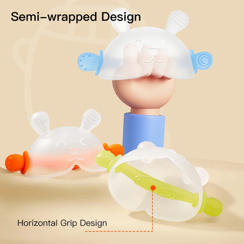 Bunny Silicone Teething Toy with Hidden Handle