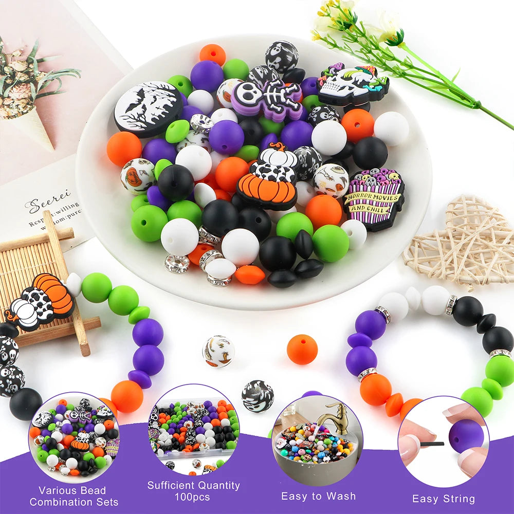 15mm Printed Silicone Beads Value Pack – 20 Pieces for DIY Jewelry & Crafts