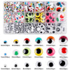 A collection of self-adhesive googly eyes in various sizes and colors for DIY crafts.