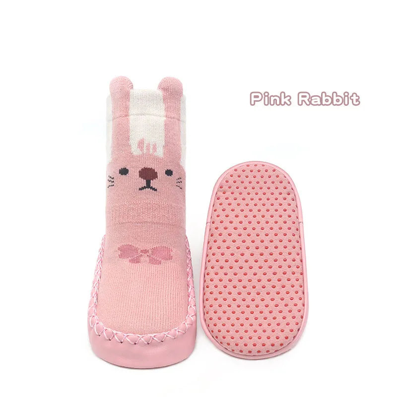 Pink rabbit non-slip socks for babies and toddlers