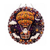 A detailed diamond painting hanging ornament kit featuring an orange pumpkin hot air balloon with bats and a ghost surrounded