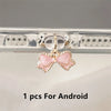 Pink & White Bowknot Phone Dust Plug