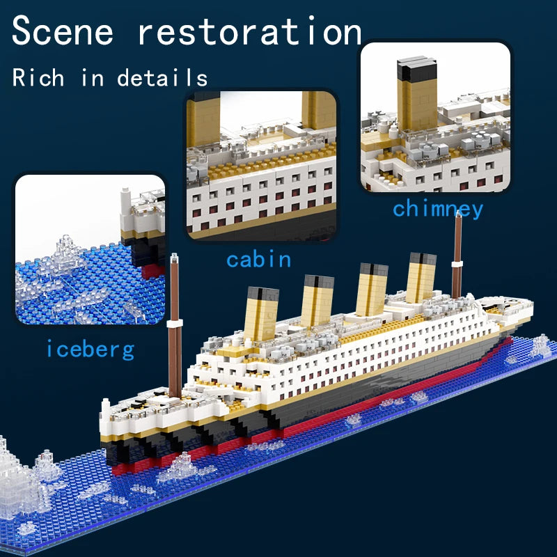 Micro Building Block Titanic Ship Model Kit for Adults and Teens