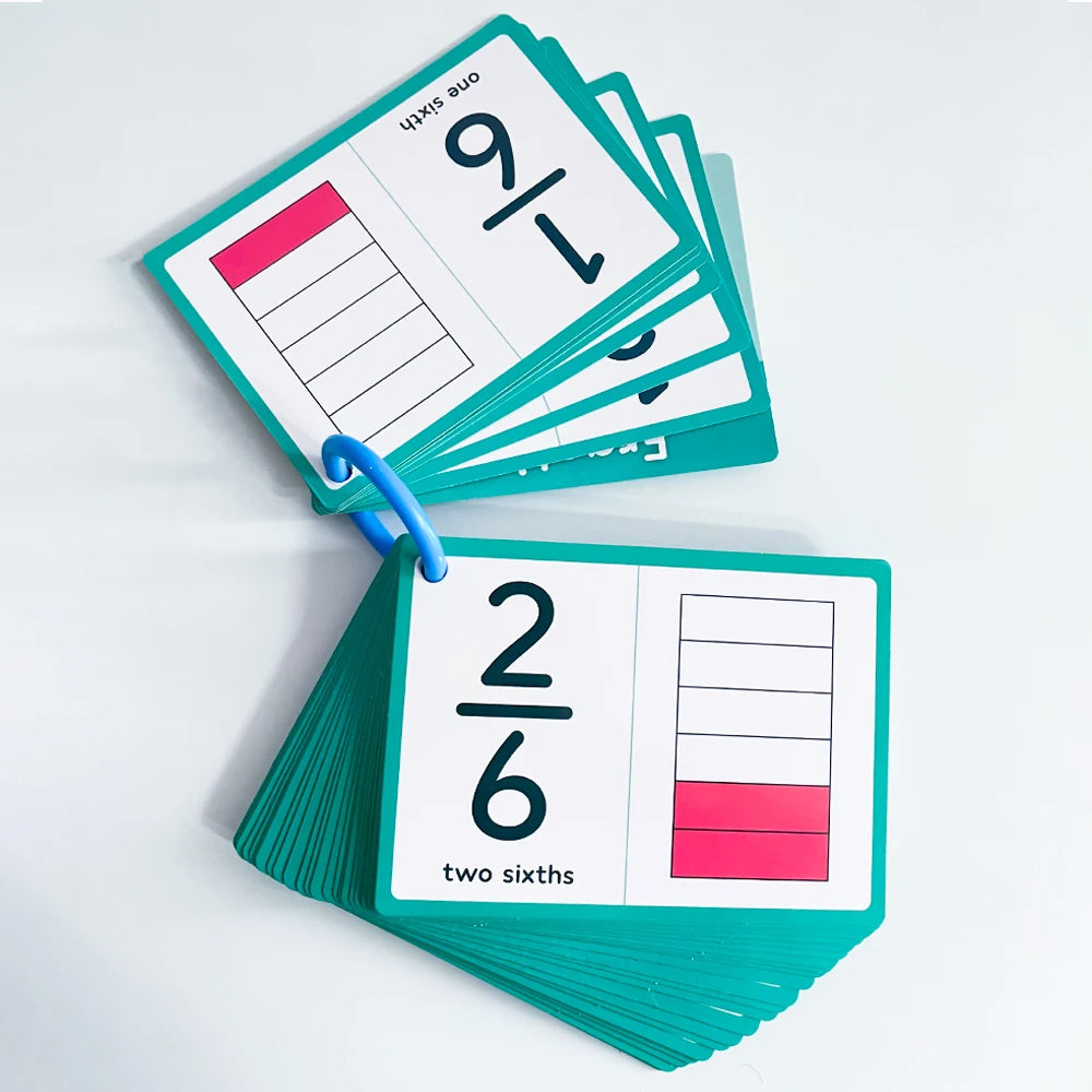 Graphical Fraction Flashcards for Kids | Visual Math Learning Cards