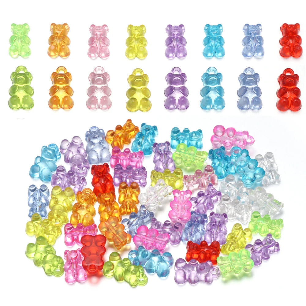 Colorful Gummy Bear Acrylic Beads for DIY Jewelry Making