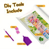 DIY tools include glue, pen, and a plastic tray for the Enchanting 5D Diamond Painting Kit.